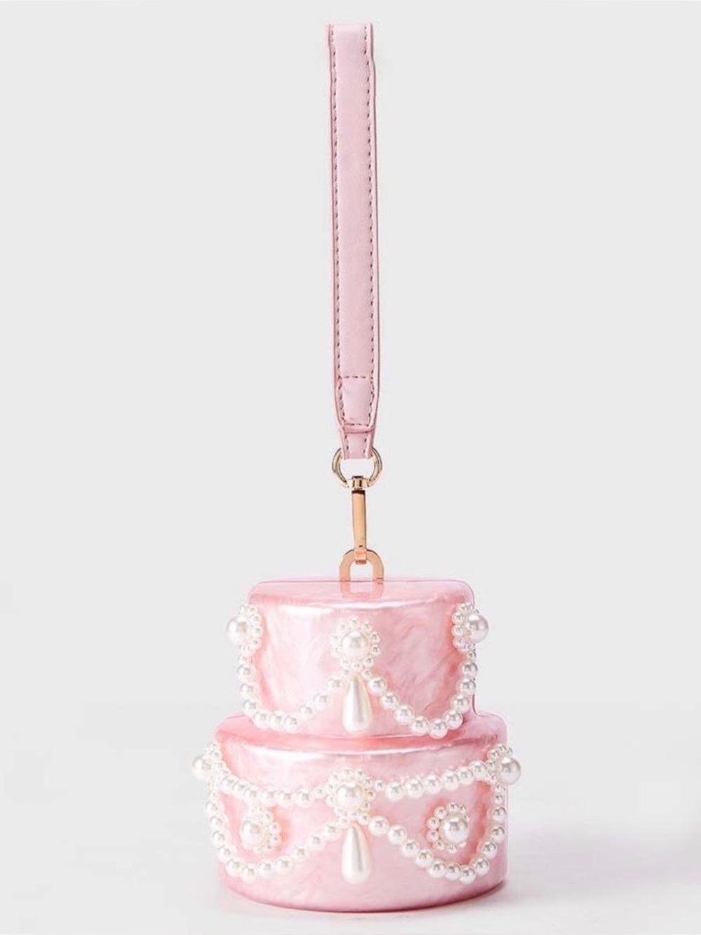 Pearl-Embellished Pink Mini Crossbody Bag